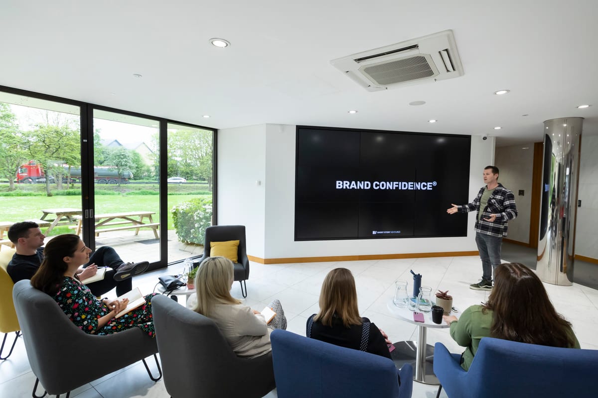 A presentation underway in the business lounge