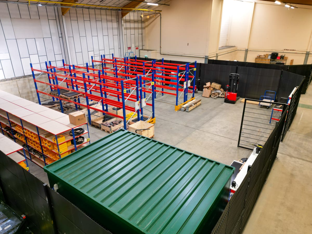 A co-warehousing unit with pallet racking and stored goods
