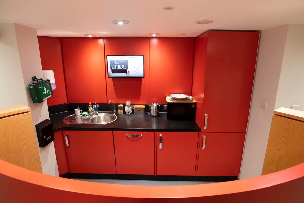 A bright kitchenette at Watermoor Point