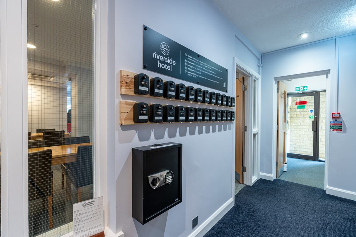 The contactless key boxes at Riverside Hotel